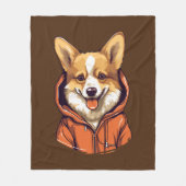 Lustiger Corgi mit Hoodie Fleecedecke (Vorderseite)