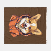 Lustiger Corgi mit Hoodie Fleecedecke (Vorderseite (Horizontal))