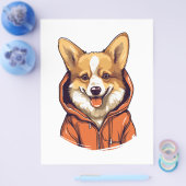 Lustiger Corgi mit Hoodie Flyer (Einzeln)