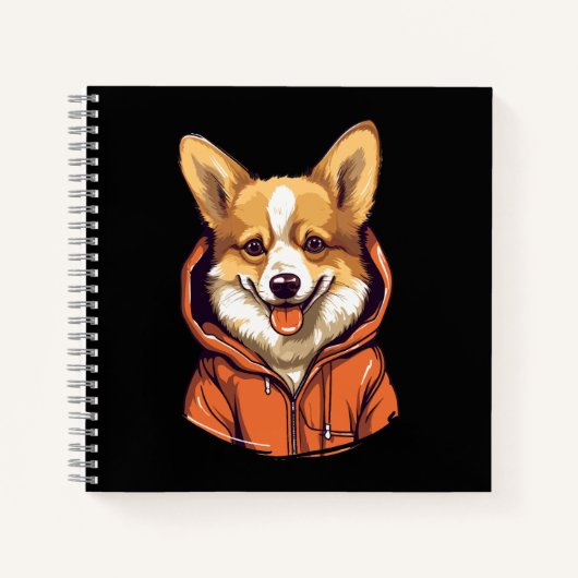Lustiger Corgi mit Hoodie Notizblock (Vorderseite)