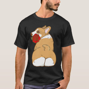 Lustiger Corgi mit Rosen-Design Hunde Welpen Welsh T-Shirt