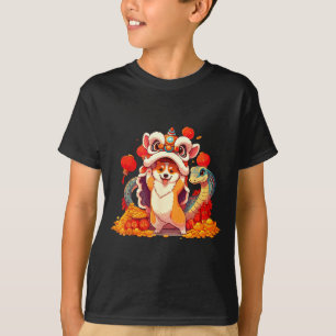 Lustiger Corgi-Schlange Chinesisches Neujahr 2025 T-Shirt