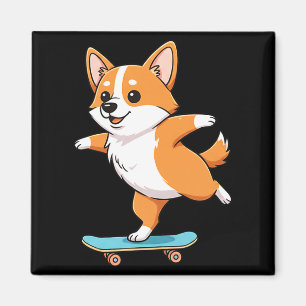 Lustiger Corgi Skater Skateboard Ballerina Mama Pa Magnet
