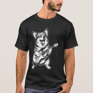 Lustiger Corgi spielt Gitarre Rockmusik Hunde Lieb T-Shirt