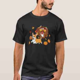 Lustiger Corgi Truthahn Herbst Erntedankfest Damen T-Shirt
