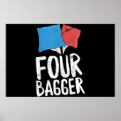 Lustiger Cornhole-Bohnenbeutel-Wurf Four Bagger Poster (Vorne)