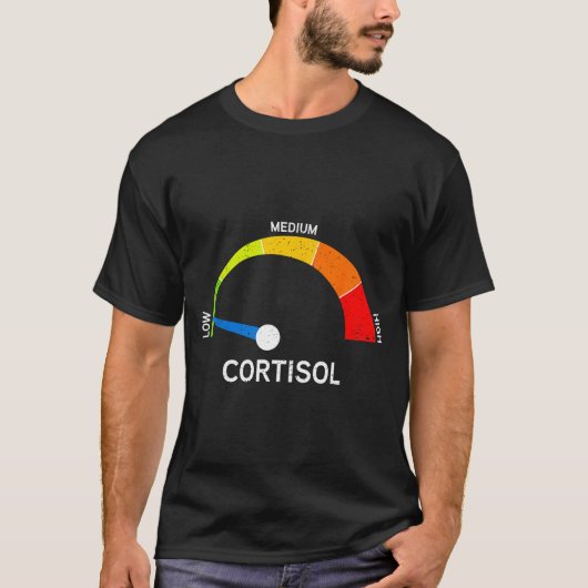 Lustiger Cortisol-Spiegel-Tachometer Stress Meme T-Shirt (Vorderseite)