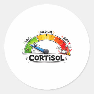 Lustiger Cortisol-Tiefstand-Messgerät Stressabbau Runder Aufkleber