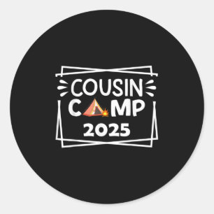 Lustiger Cousin-Camp 2025 Camping-Crew Familienurl Runder Aufkleber