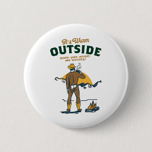 Lustiger Cowboy, der Whiskey trinkt Button