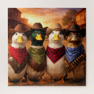 Lustiger Cowboy-Enten-Puzzle   Western-Enten-Kunst Puzzle