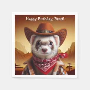 Lustiger Cowboy-Frettchen-Western-Geburtstag Serviette
