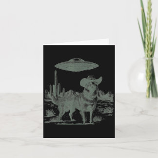 Lustiger Cowboy-Hund-Alien-UFO-Wüstenbegegnung  Karte