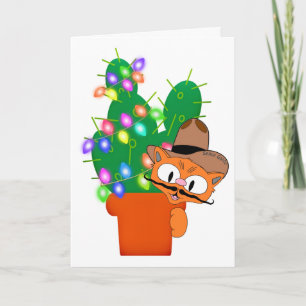 Lustiger Cowboy-Katz-Weihnachten Karte