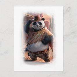 Lustiger Cowboy-Panda auf einem Weißen  Feiertagspostkarte