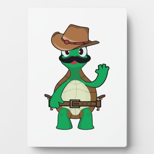 Lustiger Cowboy-Schildkröten-Sheriff Fotoplatte (Vorderseite)