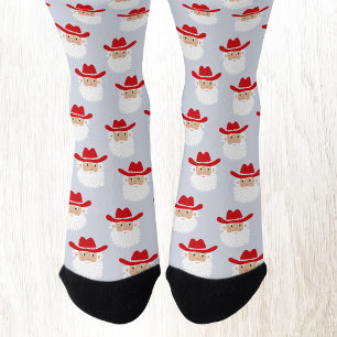 Lustiger Cowboy-Weihnachtsmann Western-Weihnachten Socken