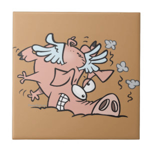 lustiger Crash-Lande-Cartoon Fliese