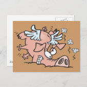 lustiger Crash-Lande-Cartoon Postkarte (Vorne/Hinten)