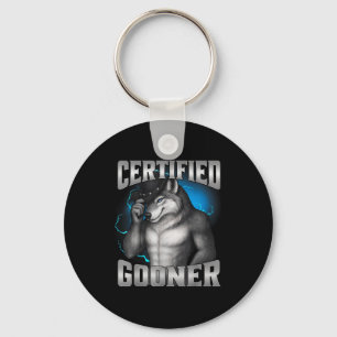 Lustiger Cringe Sigma Wolf Zertifizierter Gooner Schlüsselanhänger