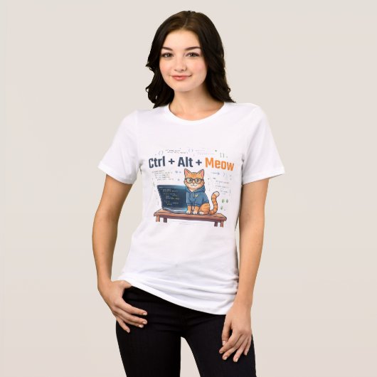 Lustiger Ctrl Alt Meow Katze Programmierer Coder G Tri-Blend Shirt (Vorderseite voll)