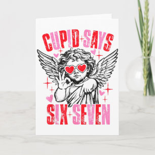 Lustiger Cupid sagt sechs sieben Valentinstag 67 M Karte