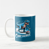 Lustiger Curling-Spieler Dinosaurier T-Rex Eiscurl Kaffeetasse (Links)