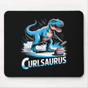 Lustiger Curling-Spieler Dinosaurier T-Rex Eiscurl Mousepad