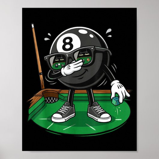 Lustiger Dabbing-8-Ball-Poolspieler Billardteam Poster (Vorne)
