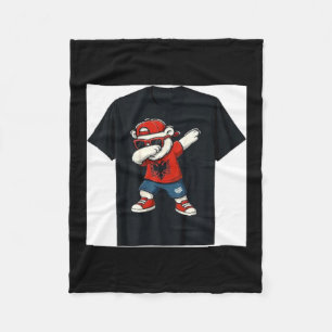 Lustiger Dabbing-Bär Albanien-Flagge Patriotischer Fleecedecke