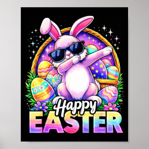 Lustiger Dabbing-Hase, frohe Ostern, Sonnenbrille Poster