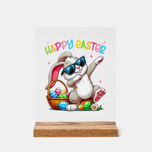 Lustiger Dabbing-Hase Ostern Frohe Ostern für Jung Acrylschild (Vorderseite)