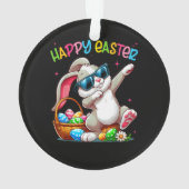 Lustiger Dabbing-Hase Ostern Frohe Ostern Ornament (Rückseite)
