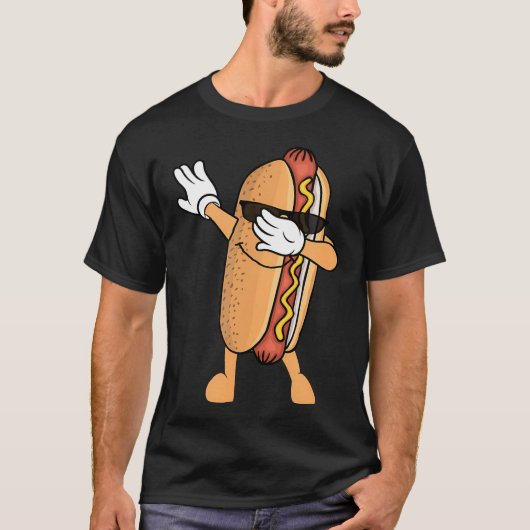 Lustiger Dabbing Hotdog T-Shirt (Vorderseite)