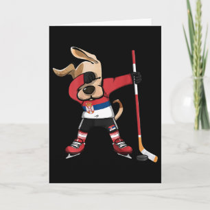 Lustiger Dabbing-Hund Serbien Eishockeyfans Jersey Karte