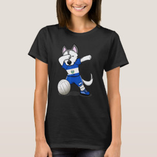 Lustiger Dabbing Husky Hund El Salvador Volleyball T-Shirt