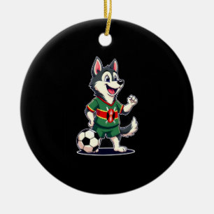 Lustiger Dabbing Husky Hund Kenia Fußball - Kenian Keramik Ornament