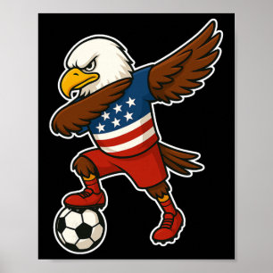 Lustiger Dabbing Ld Adler Usa Fußball - Usa Flagge Poster