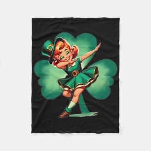 Lustiger Dabbing Leprechaun Vintage St Patricks Da Fleecedecke