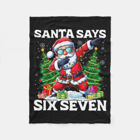 Lustiger Dabbing Weihnachtsmann sagt sechs sieben Fleecedecke (Vorderseite)