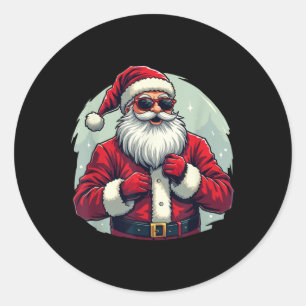 Lustiger Dabbing Weihnachtsmann Xmas Lichter Mädch Runder Aufkleber
