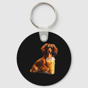 Lustiger Dachshund, der Kaffeegetränk Liebhaber Hu Schlüsselanhänger