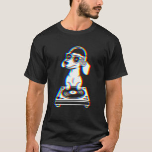 Lustiger Dachshund DJ Glitch Rave EDM Musik Party T-Shirt