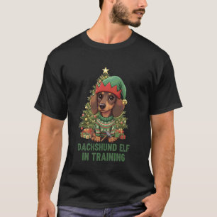 Lustiger Dachshund-Elf in Ausbildung Weihnachten W T-Shirt