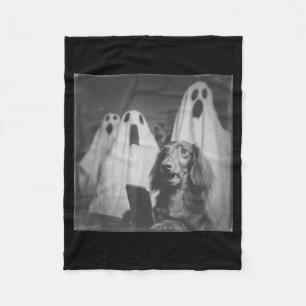 Lustiger Dachshund Grusel-Selfie Halloween Spuk Fleecedecke