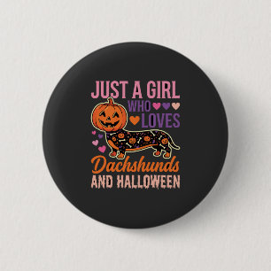 Lustiger Dachshund Halloween Kürbis Hunde Liebhabe Button