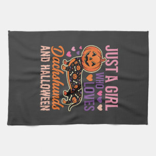 Lustiger Dachshund Halloween Kürbis Hunde Liebhabe Geschirrtuch