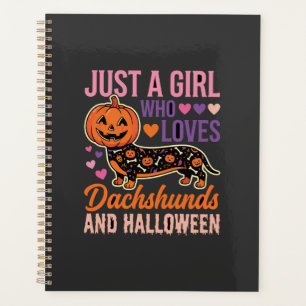 Lustiger Dachshund Halloween Kürbis Hunde Liebhabe Planer