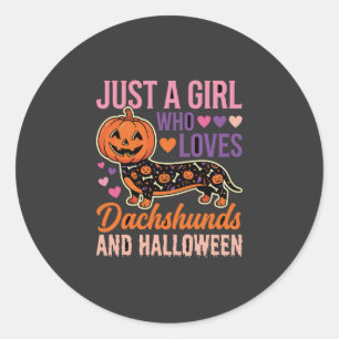 Lustiger Dachshund Halloween Kürbis Hunde Liebhabe Runder Aufkleber