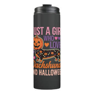 Lustiger Dachshund Halloween Kürbis Hunde Liebhabe Thermosbecher